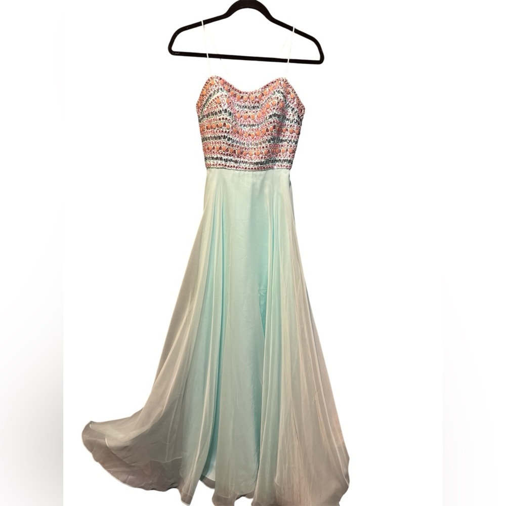 Mari Lee Chic Sequin Dress in Aqua and Pink